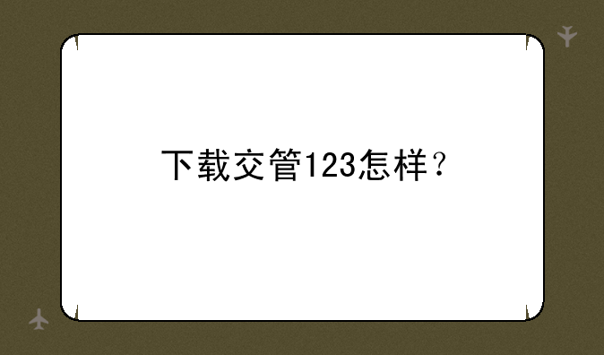 下载交管123怎样？