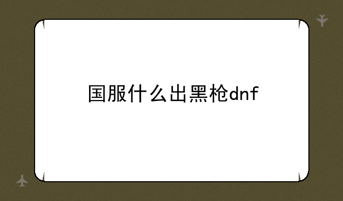 国服什么出黑枪dnf