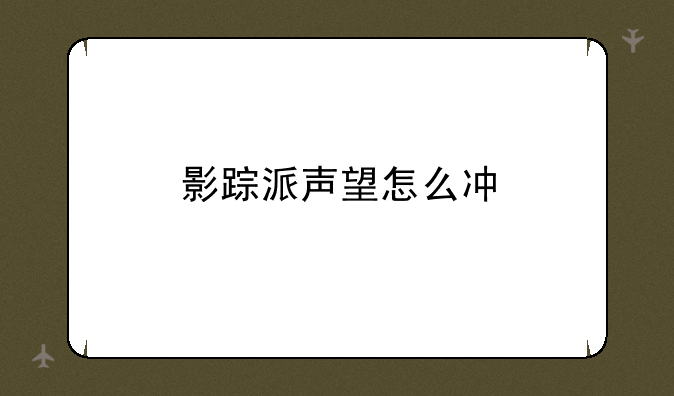 影踪派声望怎么冲