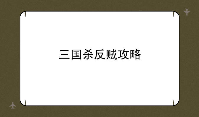 三国杀反贼攻略