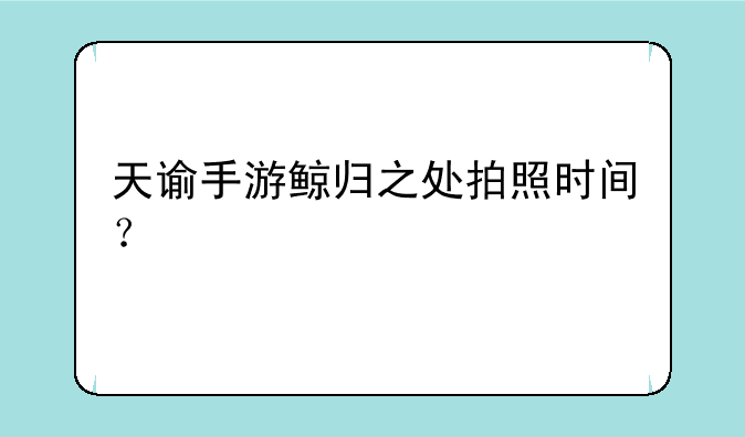 天谕手游鲸归之处拍照时间？