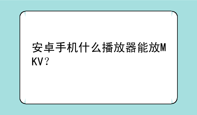 安卓手机什么播放器能放MKV？