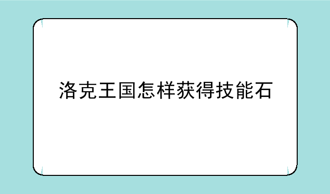 洛克王国怎样获得技能石