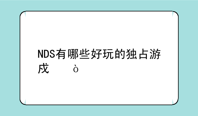 NDS有哪些好玩的独占游戏？