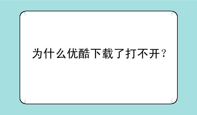 为什么优酷下载了打不开？