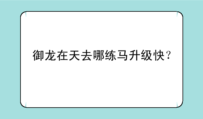 御龙在天去哪练马升级快？