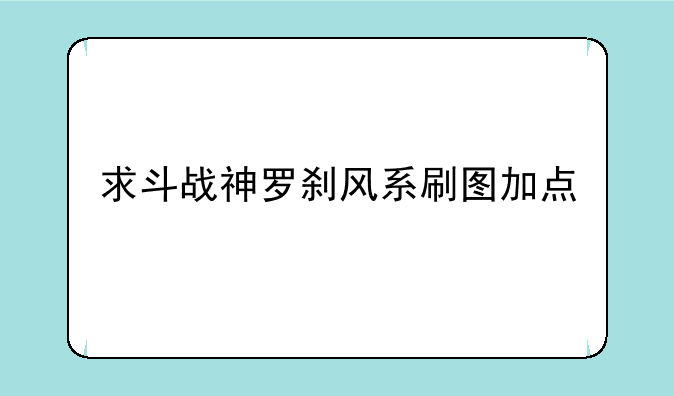 求斗战神罗刹风系刷图加点