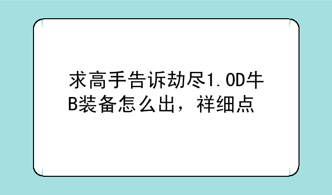 求高手告诉劫尽1.0D牛B装备怎么出，祥细点