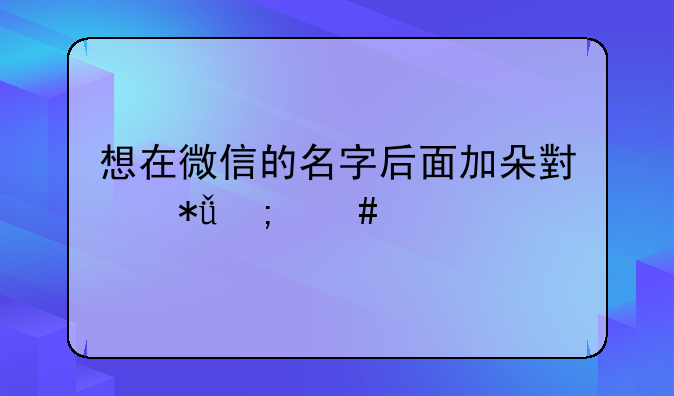 想在微信的名字后面加朵小花怎么做