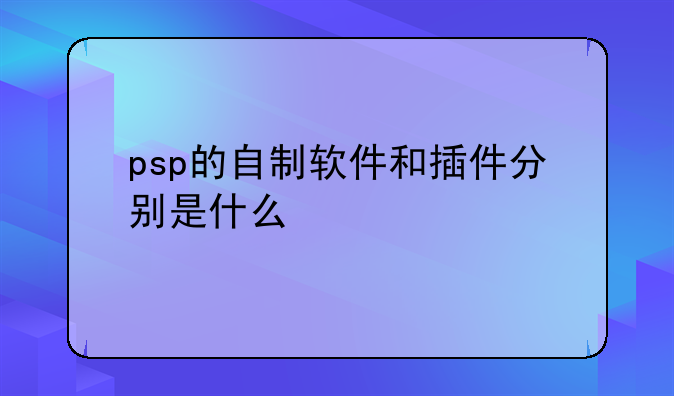 psp的自制软件和插件分别是什么