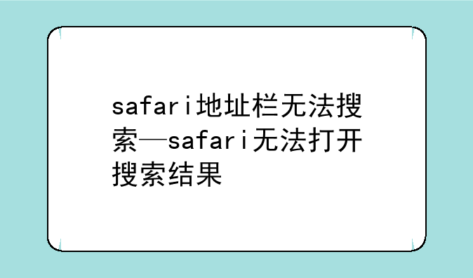 safari地址栏无法搜索—safari无法打开搜索结果