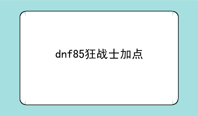 dnf85狂战士加点