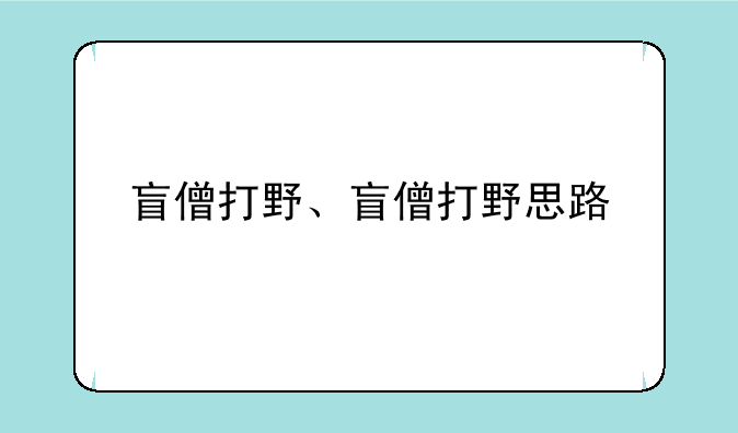 盲僧打野、盲僧打野思路