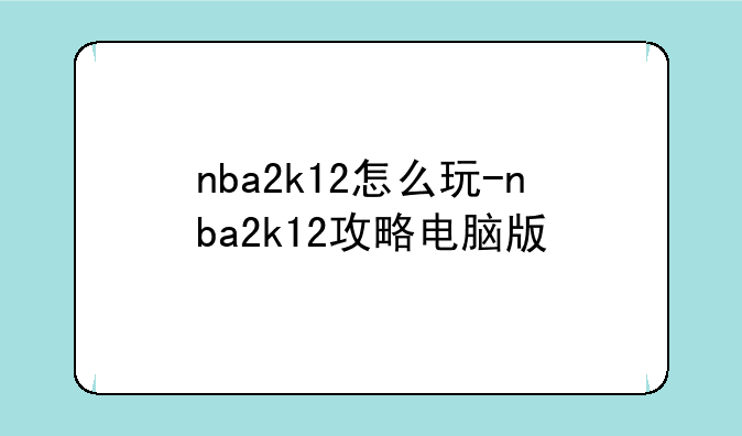 nba2k12怎么玩-nba2k12攻略电脑版